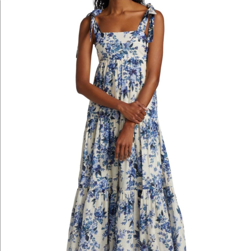 Zimmermann aliane blue floral midi dress